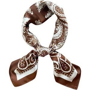 Silk Feel White & Black Edge Satin Square Head Scarf for Women Medium 28 Inch